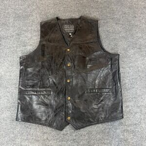 VTG Maxam Men's Genuine Leather Italian Mosaic Top Grain Lambskin Biker Vest 2XL
